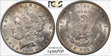 1886 $1 VAM 20 Doubled Date MS63