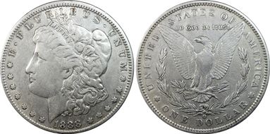 1888-O $1 VAM 4, Hot Lips XF40