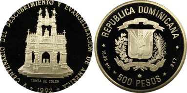 1992(c) 500 P Tomb of Columbus Au PR69DCAM