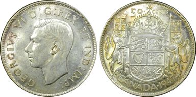 1947 50C Curved 7 MS61