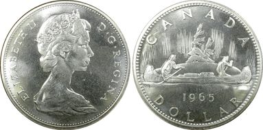 1965 S$1 Type 1 Sm Beads, Pt 5 MS64