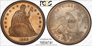 1863 $1 MS63