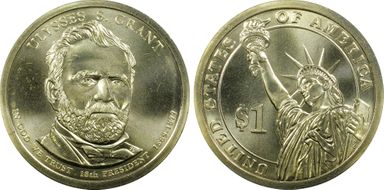 2011-P $1 Weak Edge Lettering Grant, Position B MS67