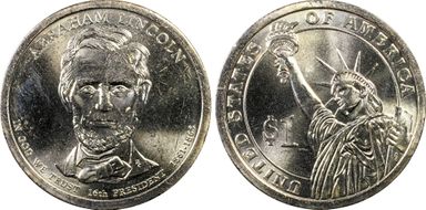 2010-P $1 Dbld Edge Let., Overlap Lincoln, Position B MS64