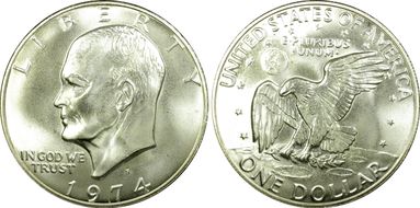 1974-S $1 Silver MS67