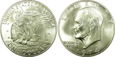 1974-S $1 Silver MS65