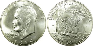 1974-S $1 Silver MS66