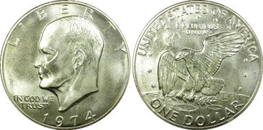 1974-S $1 Silver MS66