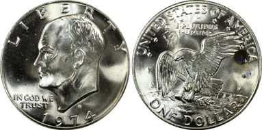 1974-S $1 Silver MS68