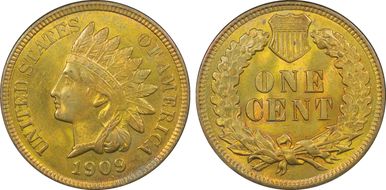 1909 1C Indian MS64RD