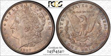 1892-O $1 Doubled Ear, VAM 5(7) MS62