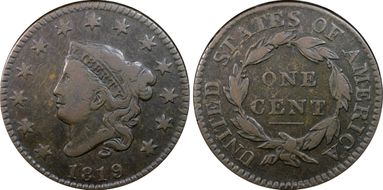 1819 1C Small Date VF25BN