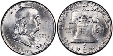 1953-D 50C Obv Die Clash, FS-402 MS62