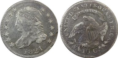 1821 10C Large Date VF20