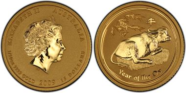 2009 $15 Year of the Ox 1/10oz Au MS69