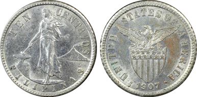 1907-S 10C AU58