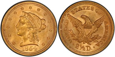 1854 $2.50 MS63