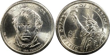 (2009) $1 Missing Edge Lettering Zachary Taylor MS65