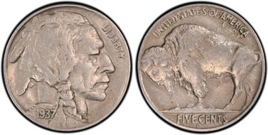 1937-D 5C 3 Legs XF45