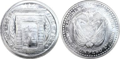 1956 Peso 200th Ann. Popayan Mint MS65
