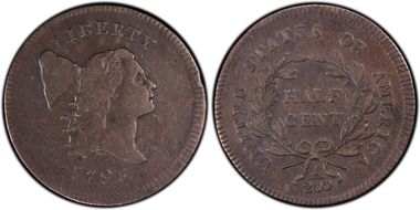 1795 1/2C Plain Edge, No Pole VF20BN