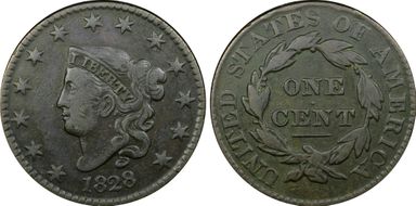 1828 1C Large Narrow Date VF25BN