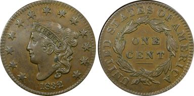 1832 1C Medium Letters AU50BN