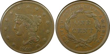 1840 1C Large Date VF35BN