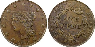 1840 1C Small Date XF45BN