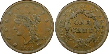 1842 1C Small Date VF35BN