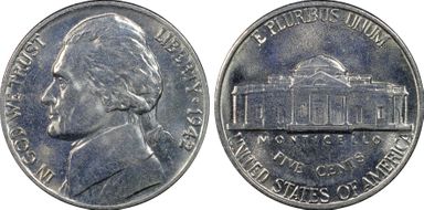 1942 5C Nickel MS65