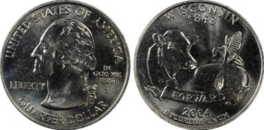 2004-D 25C Wisconsin Extra Leaf Low MS65