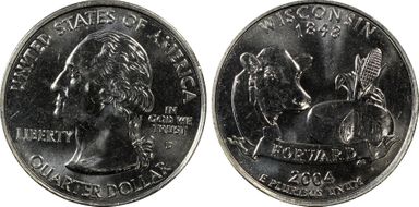 2004-D 25C Wisconsin Extra Leaf High MS66