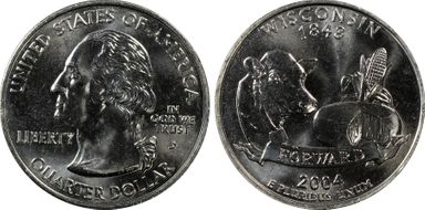 2004-D 25C Wisconsin Extra Leaf Low MS66