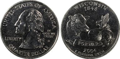 2004-D 25C Wisconsin Extra Leaf High MS63
