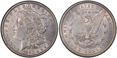 1880 $1 VAM 1A, Knobbed 8 AU50