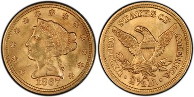 1867-S $2.50 MS62
