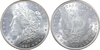 1880 $1 VAM 6, 8/7 Spikes MS62