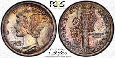 1916 10C Mercury MS66FB