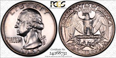 1953 25C Re-engraved TF, FS-901 PR64