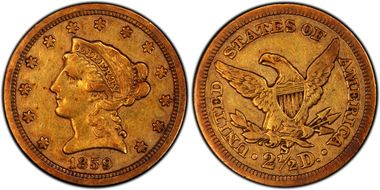 1859-S $2.50 VF35
