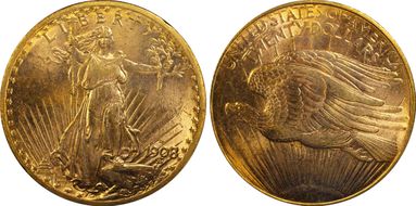 1908-D $20 No Motto MS63