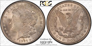 1921 $1 Morgan MS66