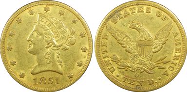 1851-O $10 AU58