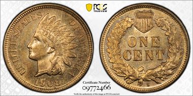 1908-S 1C MS64+ RD