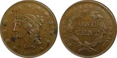 1840 1C Large Date XF40BN