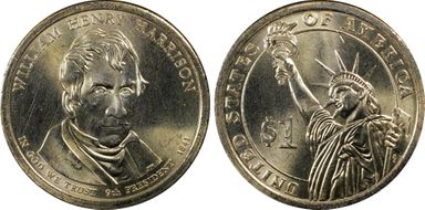 2009-P $1 Double Edge Lettering W. H. Harrison - Position B MS63