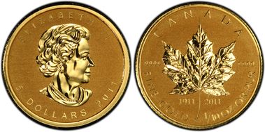 2011 $5 100th Ans RCM PR68