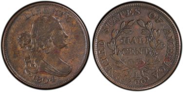 1804 1/2C Spiked Chin XF40BN