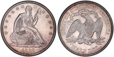 1888 50C AU55